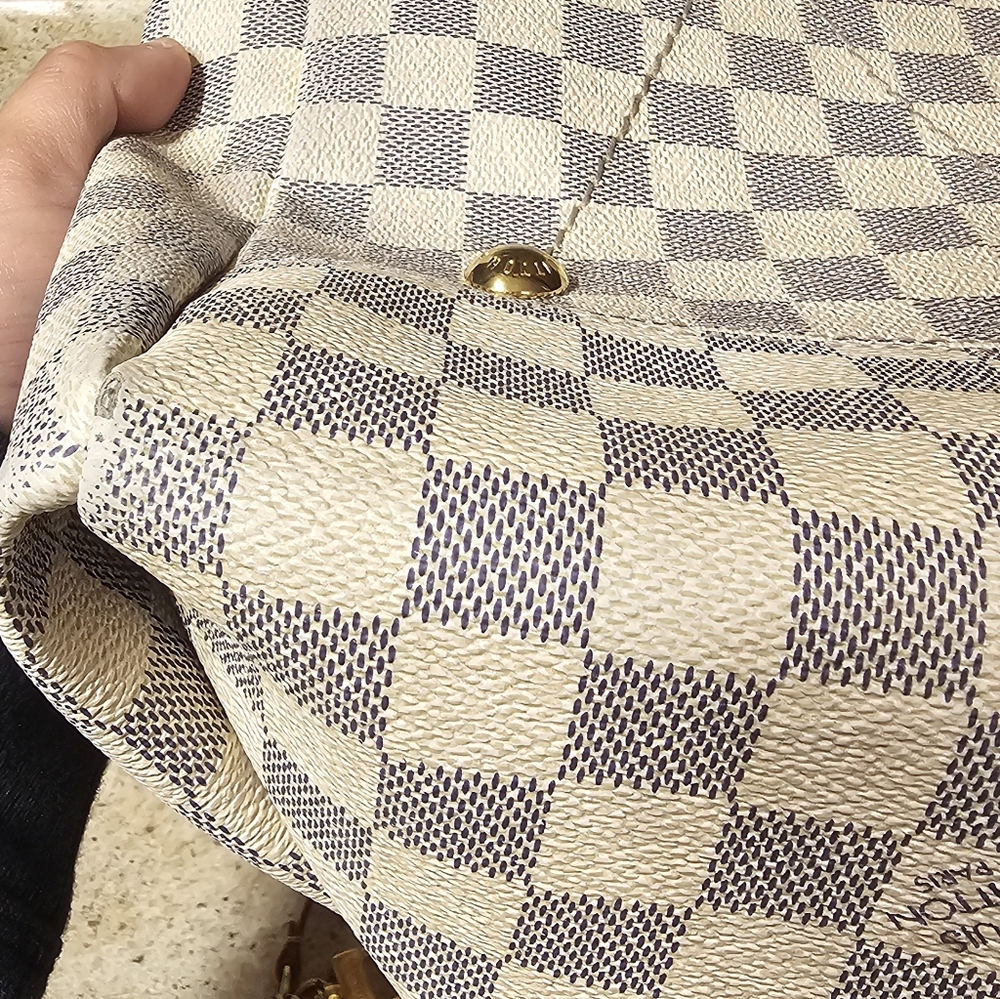 Louis Vuitton Damier Azur Canvas Tote with Tan Leather Handles - Picture 13 of 16